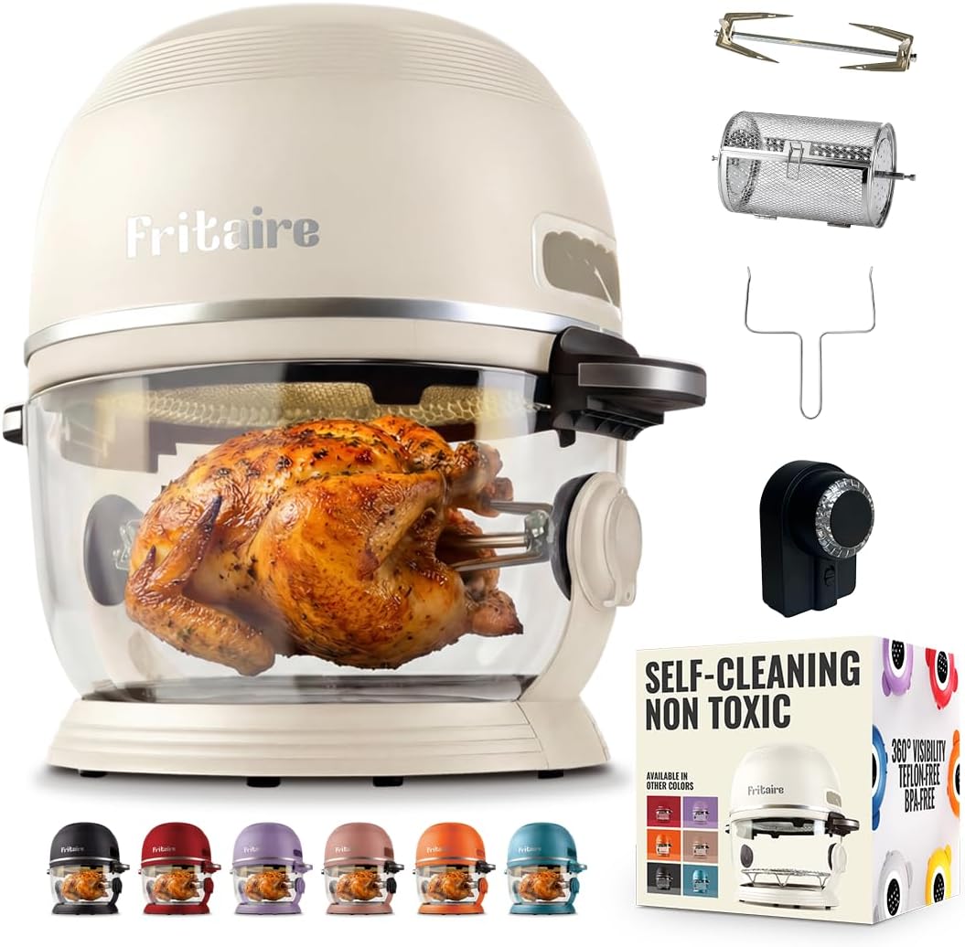 9-in-1 Non-Toxic Glass Air Fryer Pro – 5-Quart Capacity with Self-Cleaning, Rotisserie & Tumbling Basket