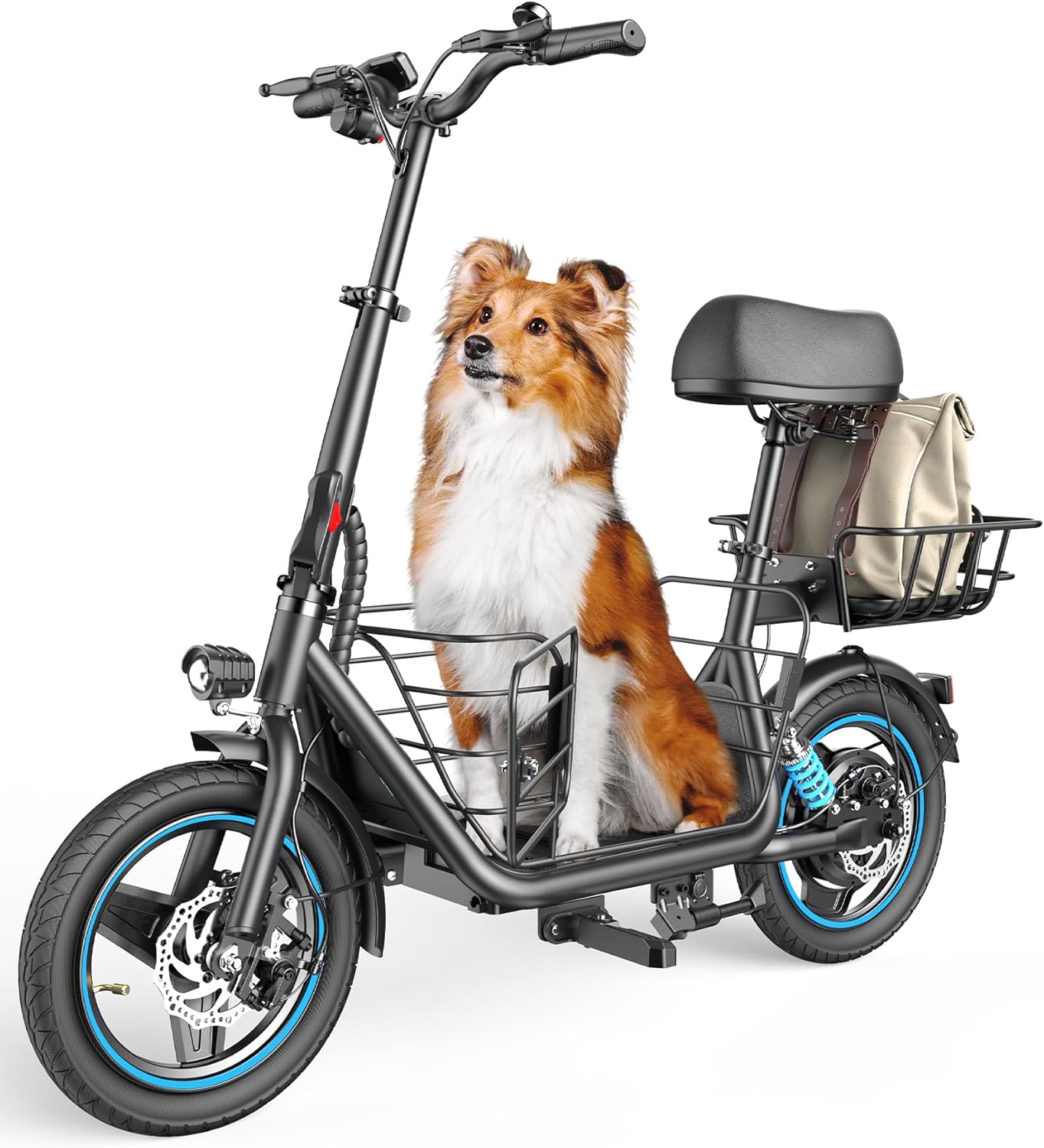 650W Premium Seated Electric Scooter – 18.6 MPH, 30-Mile Long Range with Pet & Cargo Baskets