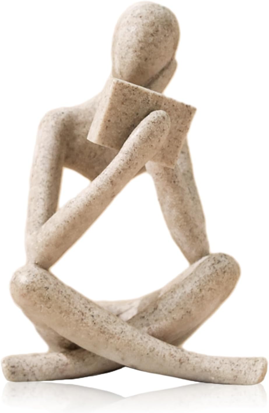 UTTCMK Bookshelf Decor Reading Statue - Abstract Art Thinker Sculpture Bookend for Shelves Aesthetic, Modern Home Decoration Figurine for Living Room Office Shelf Desk Coffee Table Decor(Beige Right)