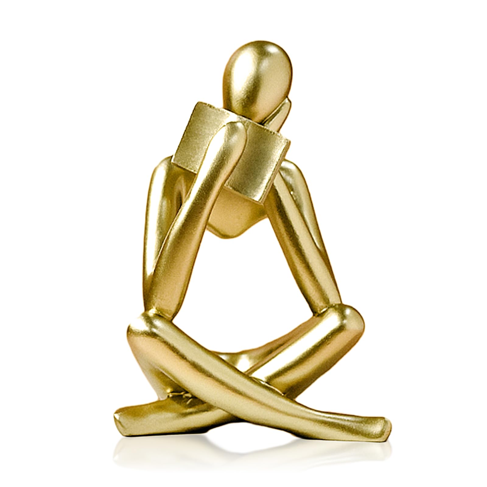 UTTCMK Bookshelf Decor Reading Statue - Abstract Art Thinker Sculpture Bookend for Shelves Aesthetic, Modern Home Decoration Figurine for Living Room Office Shelf Desk Coffee Table Decor(Beige Right)