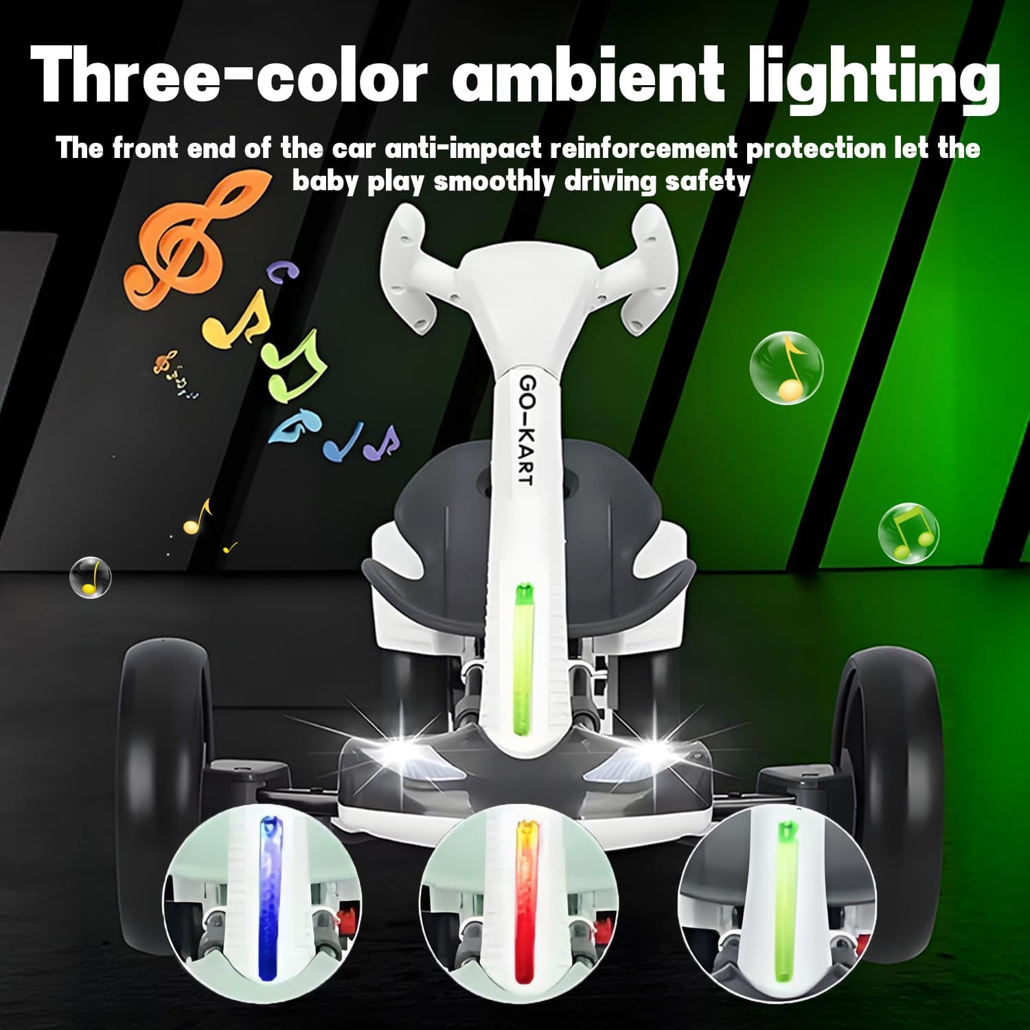 Electric Go Kart for Kids 3-12, Foldable Go Cart with Reversing Model, Pedal Go-Kart with Adjustable Seat & Music & Lights, 5 MPH Speed Drift Go Cart for Outdoor Indoor,Red,12V