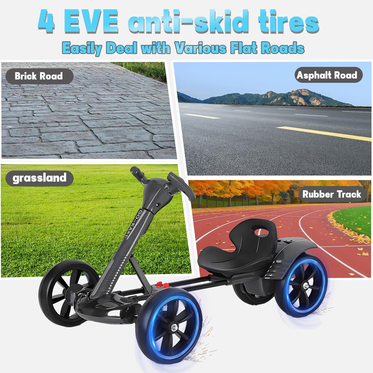 Electric Go Kart for Kids 3-12, Foldable Go Cart with Reversing Model, Pedal Go-Kart with Adjustable Seat & Music & Lights, 5 MPH Speed Drift Go Cart for Outdoor Indoor,Red,12V